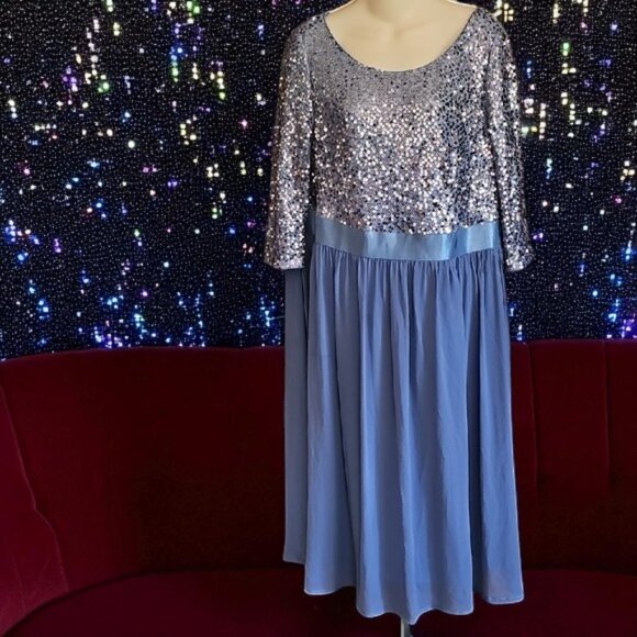 Ever-Pretty Women's Round Neck Sequin PartyDress Long Plus Size Evening Dress 20 - Picture 3 of 16